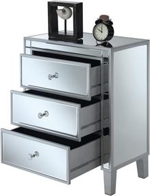 img 2 attached to 💎 Convenience Concepts Gold Coast Large 3 Drawer Mirrored End Table: Stylish Silver and Mirror Finish