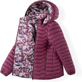 img 4 attached to QLZ Girls Down Coat: Stylish and Versatile Puffer Jacket, Ages 3-14, Dual-sided Wear in Camouflage Design