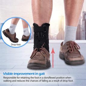 img 2 attached to 👟 Black Foot Drop Brace with Ankle Support - Improved Walking Gait for Women and Men - Fits Both Left and Right Foot - Shoes for Drop Foot Braces