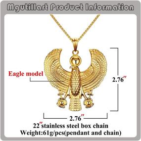 img 3 attached to Mgutillart 18K Gold Stainless Steel Egyptian Horus Eagle Hip-Hop Pendant Necklace