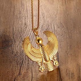 img 2 attached to Mgutillart 18K Gold Stainless Steel Egyptian Horus Eagle Hip-Hop Pendant Necklace