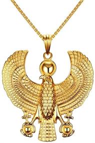 img 4 attached to Mgutillart 18K Gold Stainless Steel Egyptian Horus Eagle Hip-Hop Pendant Necklace
