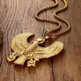 img 1 attached to Mgutillart 18K Gold Stainless Steel Egyptian Horus Eagle Hip-Hop Pendant Necklace