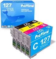 🖨️ picview 4 pack 127 remanufactured ink cartridges: high-quality replacement for epson 127 t127 in wf-3520 wf-3530 wf-3540 wf-7010 wf-7510 wf-7520 545 645 printer (black, cyan, magenda, yellow) logo