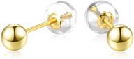 💫 stylish and elegant 18k yellow gold ball stud earrings: perfect for women and girls logo