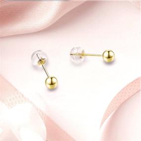 img 1 attached to 💫 Stylish and Elegant 18K Yellow Gold Ball Stud Earrings: Perfect for Women and Girls