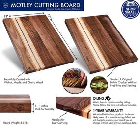 img 3 attached to Sonder Los Angeles Wood Cutting Board: Large 🔪 Walnut/Cherry/Maple, Sorting Compartment, Reversible - 17x13x1.1 inches with Gift Box