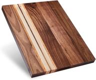 sonder los angeles wood cutting board: large 🔪 walnut/cherry/maple, sorting compartment, reversible - 17x13x1.1 inches with gift box logo