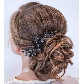 img 4 attached to 💍 Black Wedding Hair Comb with Rhinestones, Opal Crystal, and Vintage Bridal Hair Clips - Stylish Hairpiece Handband Accessories for Women and Girls