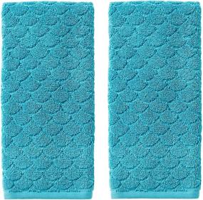 img 4 attached to 🌊 Ocean Watercolor Scales Hand Towel, Blue (2-Pack) by SKL Home
