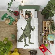 🦖 snurk t-rex dino duvet cover set - 100% cotton bedding for kids, twin-size bed and pillow combo logo