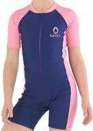 👙 karrack kids' one-piece rash guard swimsuit – short water sport swimwear with upf 50+ sun protection logo