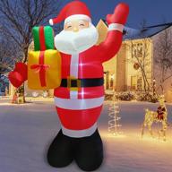 8ft outdoor christmas inflatables santa claus with gift box - holiday yard decorations, front yard/porch/lawn decor, build-in led - ideal for christmas party indoor and outdoor! логотип