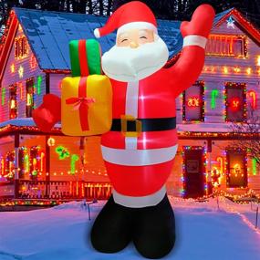 img 2 attached to 8FT Outdoor Christmas Inflatables Santa Claus with Gift Box - Holiday Yard Decorations, Front Yard/Porch/Lawn Decor, Build-in LED - Ideal for Christmas Party Indoor and Outdoor!