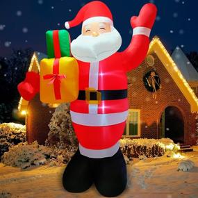 img 1 attached to 8FT Outdoor Christmas Inflatables Santa Claus with Gift Box - Holiday Yard Decorations, Front Yard/Porch/Lawn Decor, Build-in LED - Ideal for Christmas Party Indoor and Outdoor!