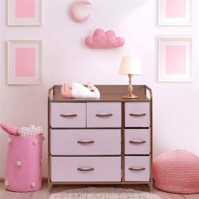 img 2 attached to Kid's and Teen's Bedroom Furniture - Sorbus 7-Drawer Dresser for 🛏️ Clothes and Toy Storage with Steel Frame, Wood Top, and Pink Fabric Bins