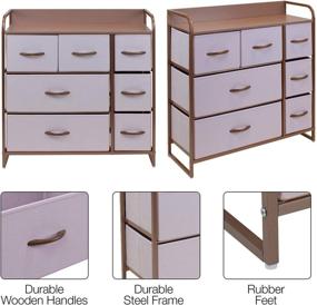 img 3 attached to Kid's and Teen's Bedroom Furniture - Sorbus 7-Drawer Dresser for 🛏️ Clothes and Toy Storage with Steel Frame, Wood Top, and Pink Fabric Bins