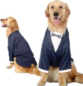 img 4 attached to 🐶 Bolbove Stylish Tuxedo Suit with Striped Wedding Bow Tie for Medium to Large Dogs - Handsome Party Outfit