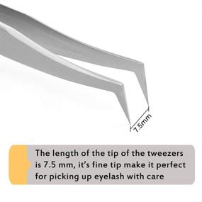 img 1 attached to 🔪 Professional Precision Stainless Steel VETUS 6A-SA Eyelash Extension Tweezers: Mega Curved L Angled Tips for Volume Lashes, Flat Lashing Tools for 3D Fan Supplies