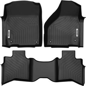 img 4 attached to 🚗 All-Weather Custom Fit Floor Liners for Dodge Ram 1500 Quad Cab 2012-2018 & 2019-2021 Classic Models - OEDRO Front & 2nd Seat Mats