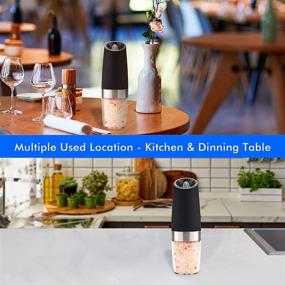 img 1 attached to Effortless Grinding: Gravity Electric Salt and Pepper Grinder Mill with LED Light - One-Handed Operation, Battery Powered, Adjustable Coarseness - Includes Spoon, Cleaning Brush - Stylish Black Design