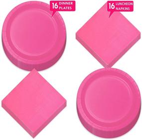 img 3 attached to 🎉 16-Piece Set: Vibrant Hot Pink Paper Dinner Plates and Luncheon Napkins, Perfect for Parties