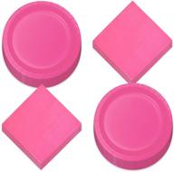 🎉 16-piece set: vibrant hot pink paper dinner plates and luncheon napkins, perfect for parties logo