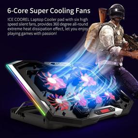 img 3 attached to 🎮 Enhance Your Gaming Experience with ICE COOREL Gaming Laptop Cooling Pad - 6 Quiet Cooling Fans, RGB Laptop Cooler Stand | Adjustable Height & Cooling Pad for 12-17 inch Laptops | Dual USB ports, Phone Stand Included!