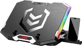 img 4 attached to 🎮 Enhance Your Gaming Experience with ICE COOREL Gaming Laptop Cooling Pad - 6 Quiet Cooling Fans, RGB Laptop Cooler Stand | Adjustable Height & Cooling Pad for 12-17 inch Laptops | Dual USB ports, Phone Stand Included!