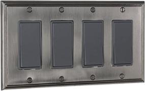 img 1 attached to 🪣 Contemporary Decorative Rocker/GFCI Switch Plate - Rok Hardware Wall Plate (Brushed Nickel, 4 Gang)