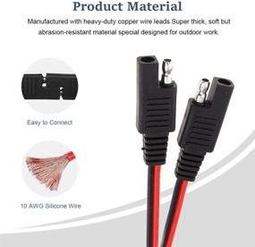 img 3 attached to 🔌 2x 3 Фт. SAE Удлинительный кабель 10AWG - Быстроразъемный проводной гарнитур с разъемом SAE для солнечных панелей, домов на колесах, мотоциклов, автомобилей, тракторов - 10-ми толщины автомобильного аккумулятора - длина 1 м