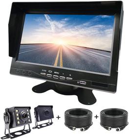 img 4 attached to 📷 High-Quality 7 inch Monitor Kit with Tonew Backup Camera for Trucks, Cars, and More - Front and Rear Dashcams with Night Vision and IP68 Waterproof Rear View Camera. Ideal for Trucking, RV, Trailer, Bus, Vans, and Vehicle Use.