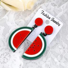 img 3 attached to 🍉 Cute Watermelon Lemon Fruit Earrings: Exaggerate Your Style with Personality and Big Drops for Women's Girls