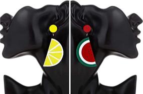 img 1 attached to 🍉 Cute Watermelon Lemon Fruit Earrings: Exaggerate Your Style with Personality and Big Drops for Women's Girls