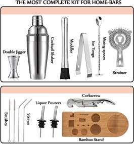 img 2 attached to 🍸 Stainless Steel Bartender Kit with Bamboo Stand – AHNR 14-Piece Cocktail Shaker Set and Bar Tool Set with Complete Bar Accessories for Drink Mixing at Home