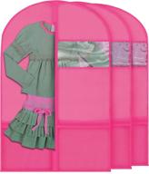 👗 plixio kids dance costume garment bags with clear window, zippered mesh shoe pockets, and accessory storage (3 pack) - pink 36" x 23 logo