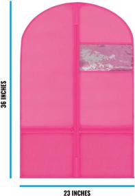 img 2 attached to 👗 Plixio Kids Dance Costume Garment Bags with Clear Window, Zippered Mesh Shoe Pockets, and Accessory Storage (3 Pack) - Pink 36" x 23