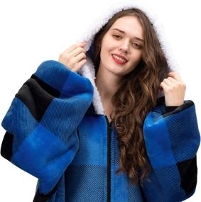 img 2 attached to 🔥 Dreamcountry Oversized Hoodie Blanket: Cozy Sweatshirt for Adults and Kids with Large Pocket, Super Warm Fleece Hoodie Blanket for Men and Women, Comfy Sleeves Included