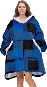 img 4 attached to 🔥 Dreamcountry Oversized Hoodie Blanket: Cozy Sweatshirt for Adults and Kids with Large Pocket, Super Warm Fleece Hoodie Blanket for Men and Women, Comfy Sleeves Included