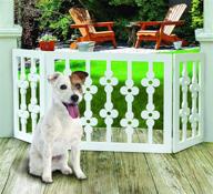 🐾 etna white floral wooden pet gate - versatile 3-section dog gate: freestanding, foldable & adjustable - keeps pets safe indoors/outdoors - extra wide & fully assembled logo