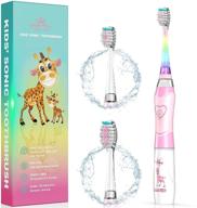 🦷 мягкая детская электрическая зубная щетка с таймером | сониковая для мальчиков и девочек | водонепроницаемая и подходящая для душа | розового цвета логотип