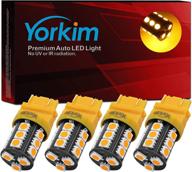 yorkim 3157 led light bulbs amber super bright, 3056 3156 3156a 3057 4057 3157 4157 t25 led bulbs: ideal for brake lights, backup reverse & tail lights - pack of 4 logo