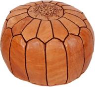 🪑 brown genuine leather moroccan pouf ottoman footstool - hand-stitched seating for living room, bedroom, sitting area (unstuffed) logo