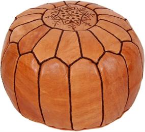 img 4 attached to 🪑 Brown Genuine Leather Moroccan Pouf Ottoman Footstool - Hand-Stitched Seating for Living Room, Bedroom, Sitting Area (Unstuffed)