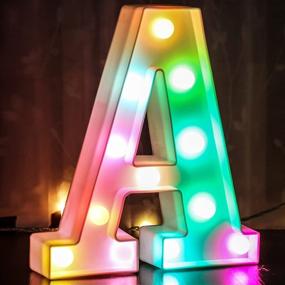 img 4 attached to 🌈 Colorful LED Marquee Letter Light - Decorative Lighting Sign for Party, Home, Wedding, Bar, Girls Room (Colorful A)