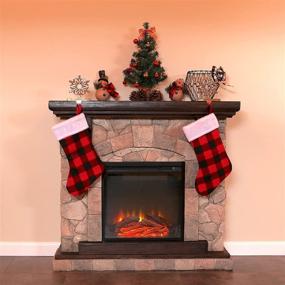 img 3 attached to 🎁 Set of 5 Iconikal 17-Inch Christmas Stockings in Red Buffalo Plaid Fabric