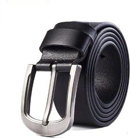 img 1 attached to Genuine Leather Grained Classic Buckle Men's Accessories