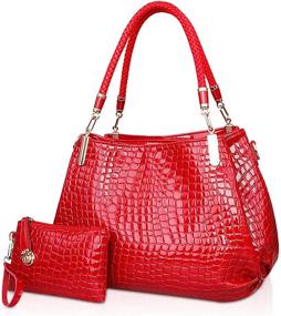 img 4 attached to 👜 Изысканная сумка на плечо из кожи крокодила: стильные сумки-шоперы и кошельки на ремне для женщин в категории плечевых сумок