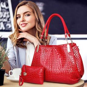 img 3 attached to 👜 Изысканная сумка на плечо из кожи крокодила: стильные сумки-шоперы и кошельки на ремне для женщин в категории плечевых сумок