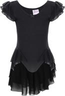 🩰 dancina girls' ballet leotard: stylish ruffle sleeves and flutter waist with full front lining logo